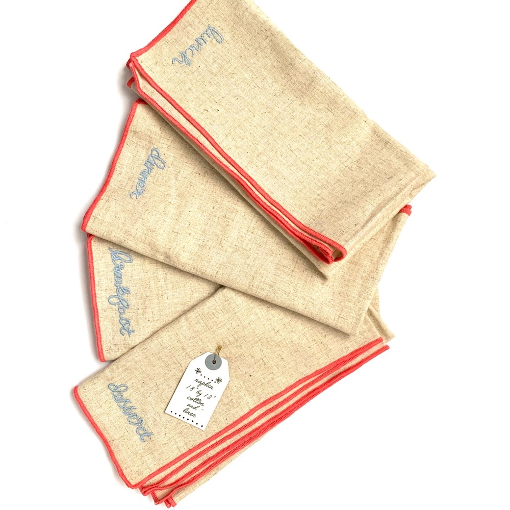 Anthropologie Cotton Linen Napkins 4pk